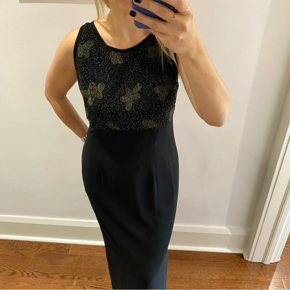 Vintage Gown, Fairweather, Black/Gold, Halter, Open Back Maxi, Women’s US M - Picture 7 of 15